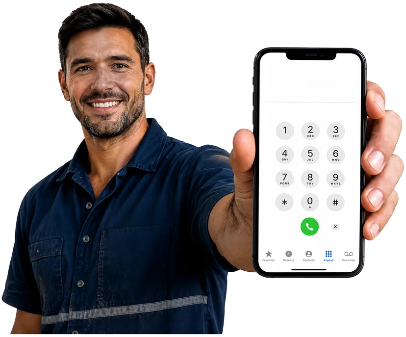 Plumber on the phone taking a Harrington Park callout