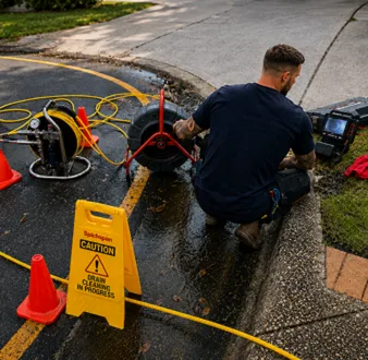 Repairing a burst drain pipe at a Harrington Park home